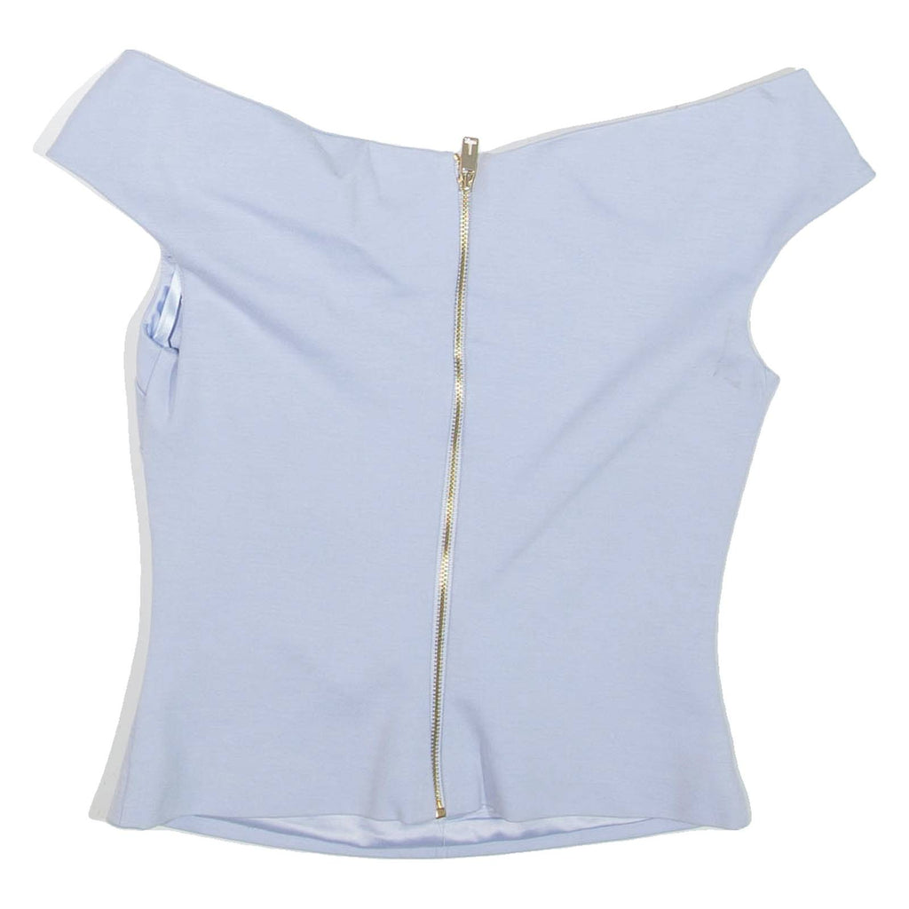 TED BAKER Womens Cropped Blouse Blue Sleeveless XXS