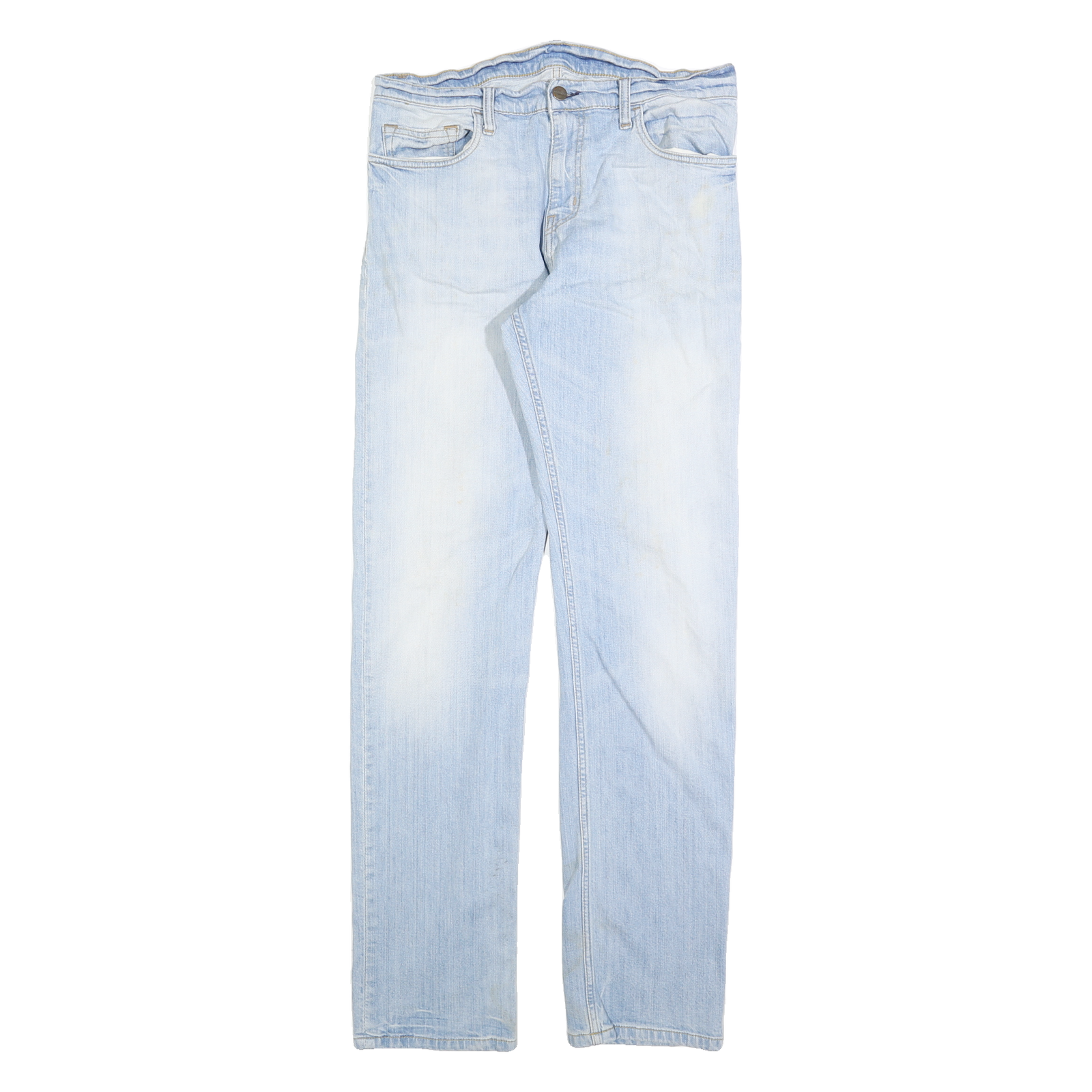 CARHARTT Mens Regular Fit Straight Leg Denim Light Blue W32 L34 Cotton Blend Zip