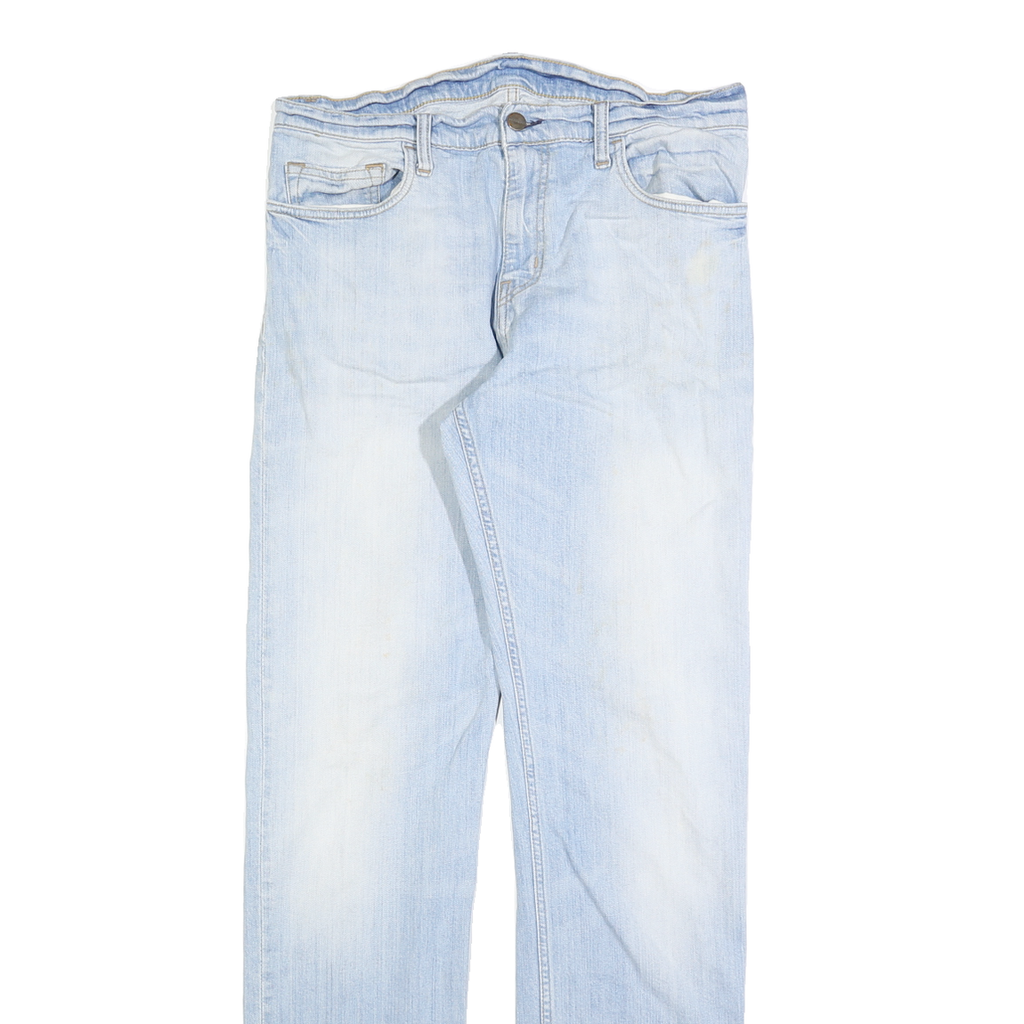 CARHARTT Mens Regular Fit Straight Leg Denim Light Blue W32 L34 Cotton Blend Zip