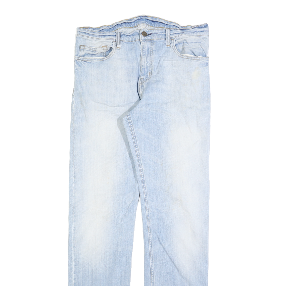 CARHARTT Mens Regular Fit Straight Leg Denim Light Blue W32 L34 Cotton Blend Zip