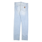 CARHARTT Mens Regular Fit Straight Leg Denim Light Blue W32 L34 Cotton Blend Zip