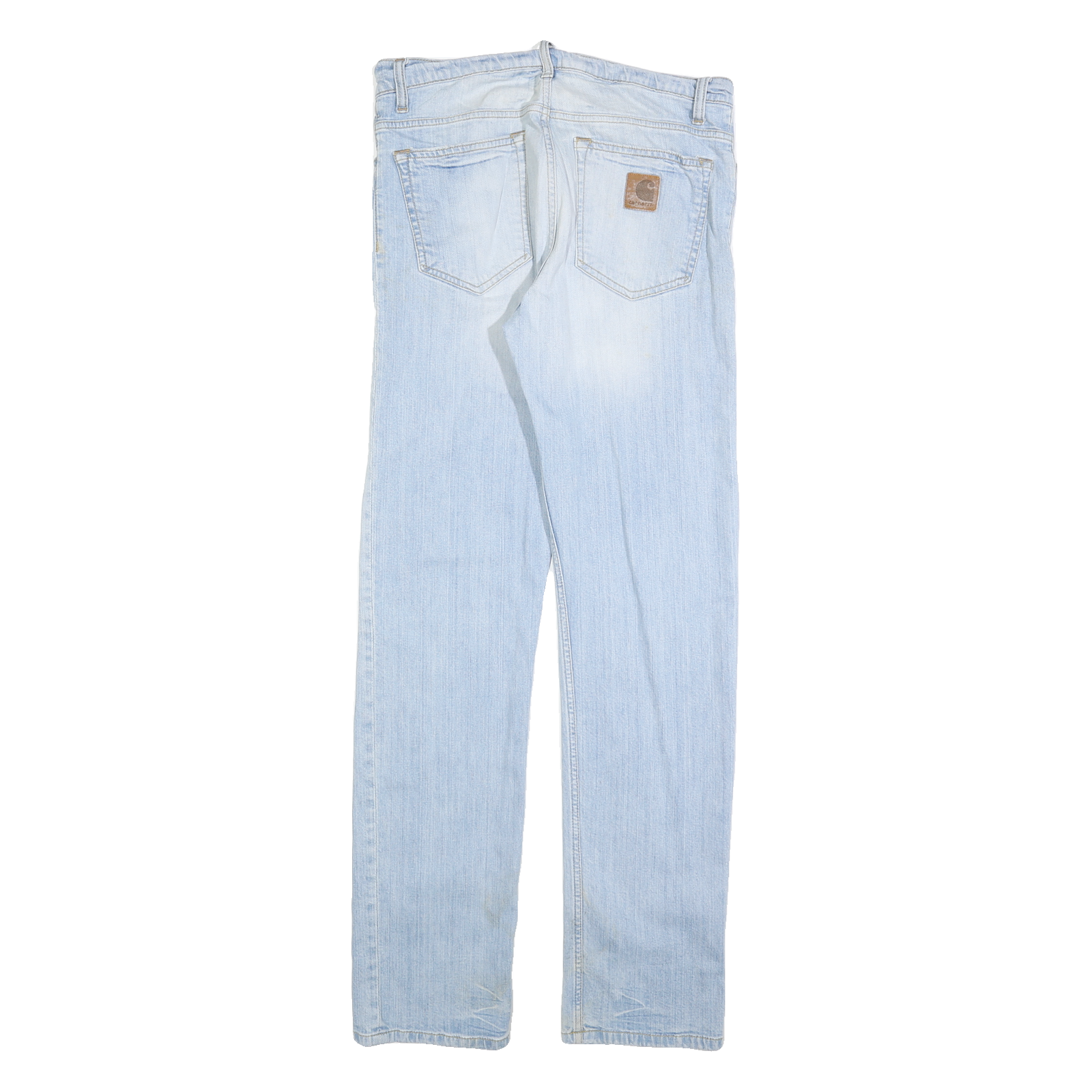 CARHARTT Mens Regular Fit Straight Leg Denim Light Blue W32 L34 Cotton Blend Zip