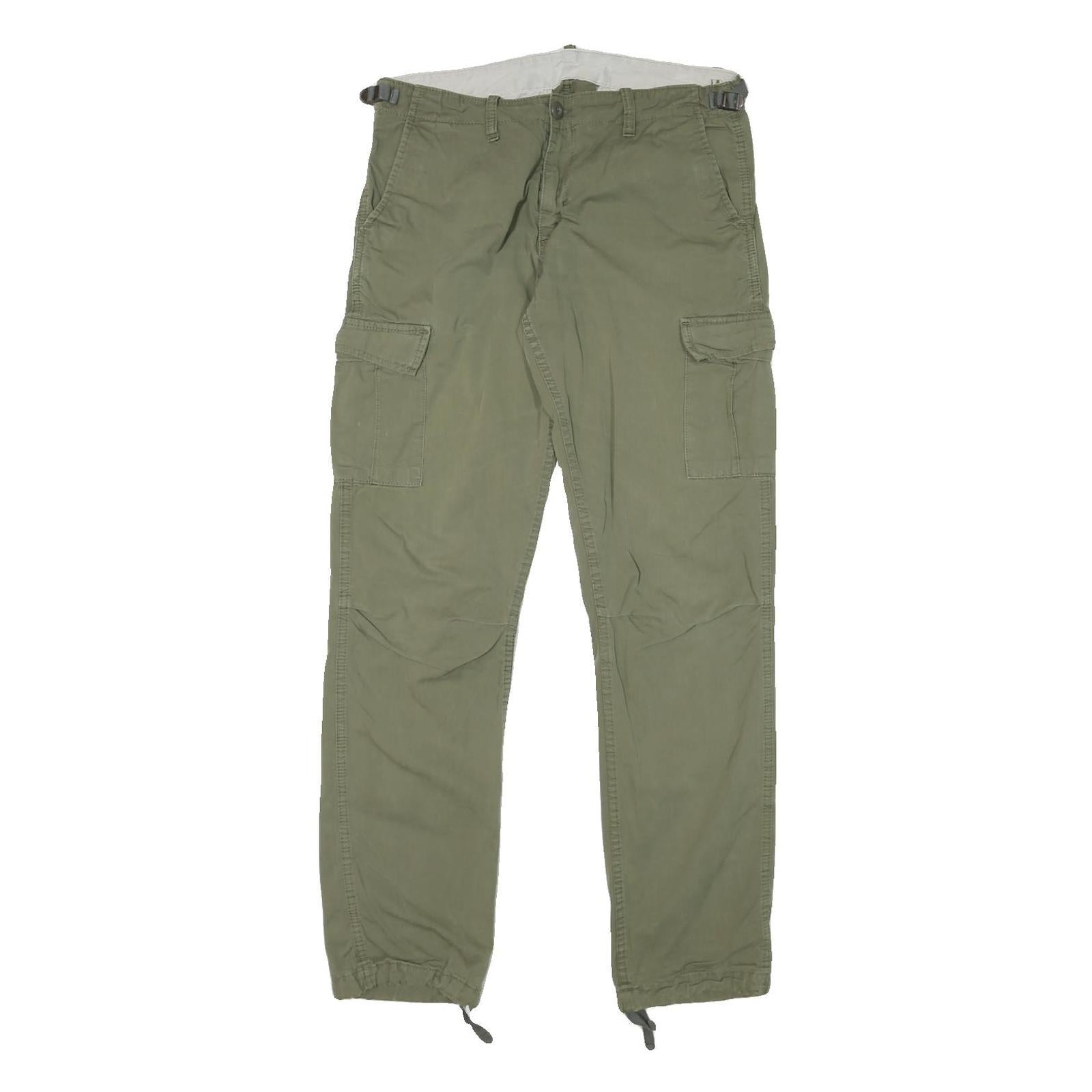 CARHARTT Mens Cotton Blend Green Regular Cargo Trousers W30 L32 Casual Workwear