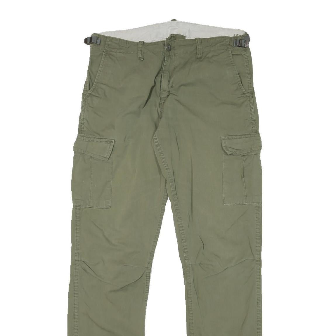 CARHARTT Mens Cotton Blend Green Regular Cargo Trousers W30 L32 Casual Workwear