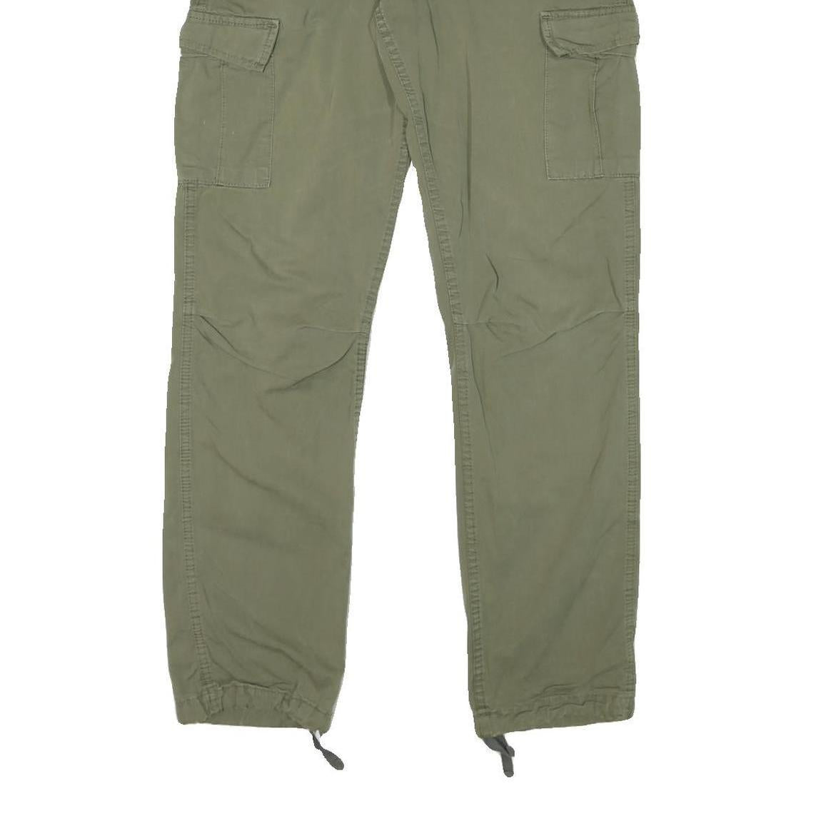 CARHARTT Mens Cotton Blend Green Regular Cargo Trousers W30 L32 Casual Workwear