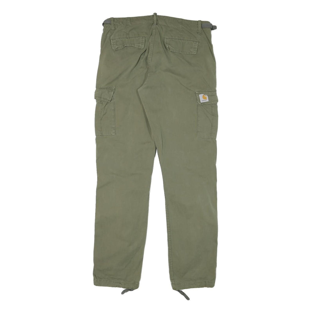 CARHARTT Mens Cotton Blend Green Regular Cargo Trousers W30 L32 Casual Workwear
