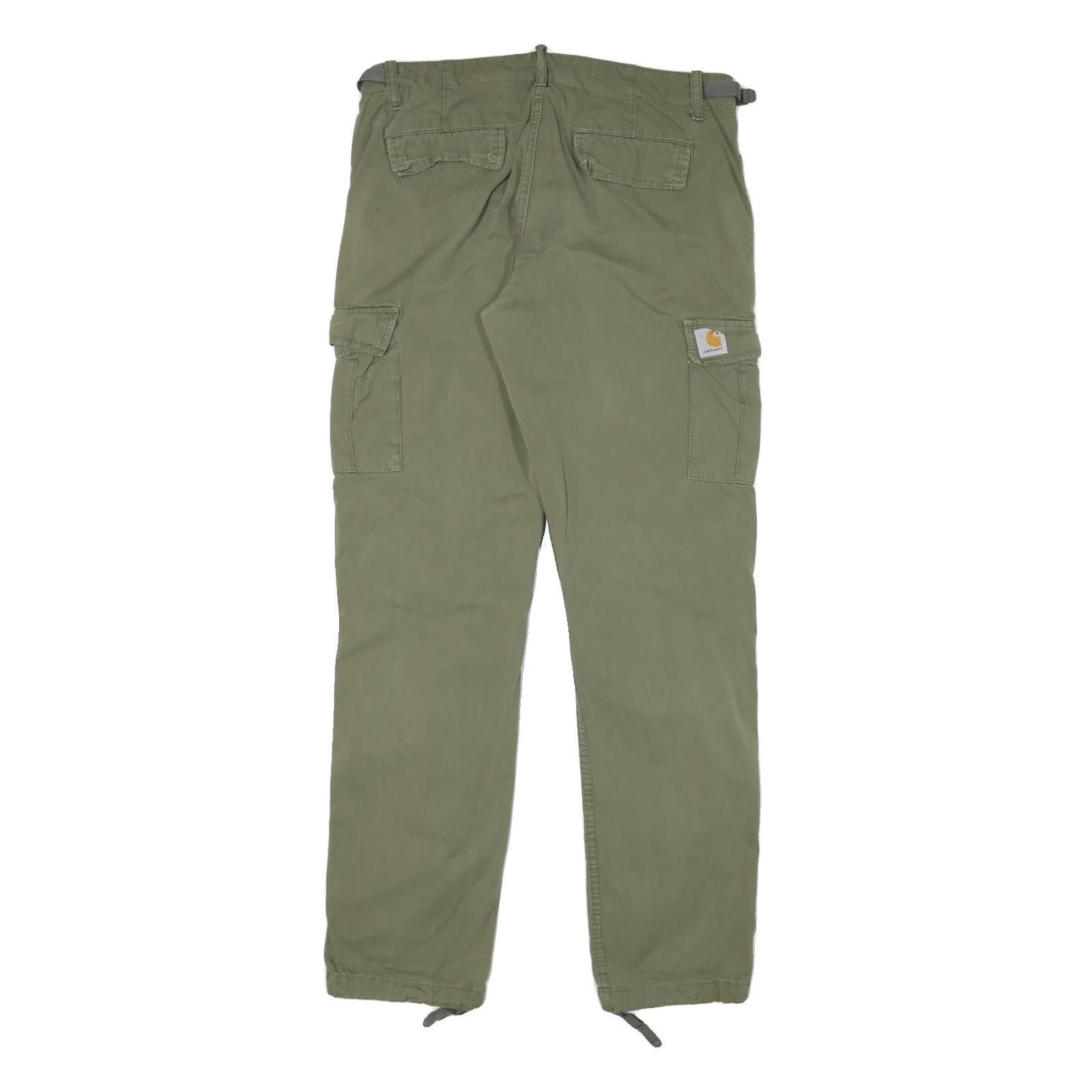 CARHARTT Mens Cotton Blend Green Regular Cargo Trousers W30 L32 Casual Workwear