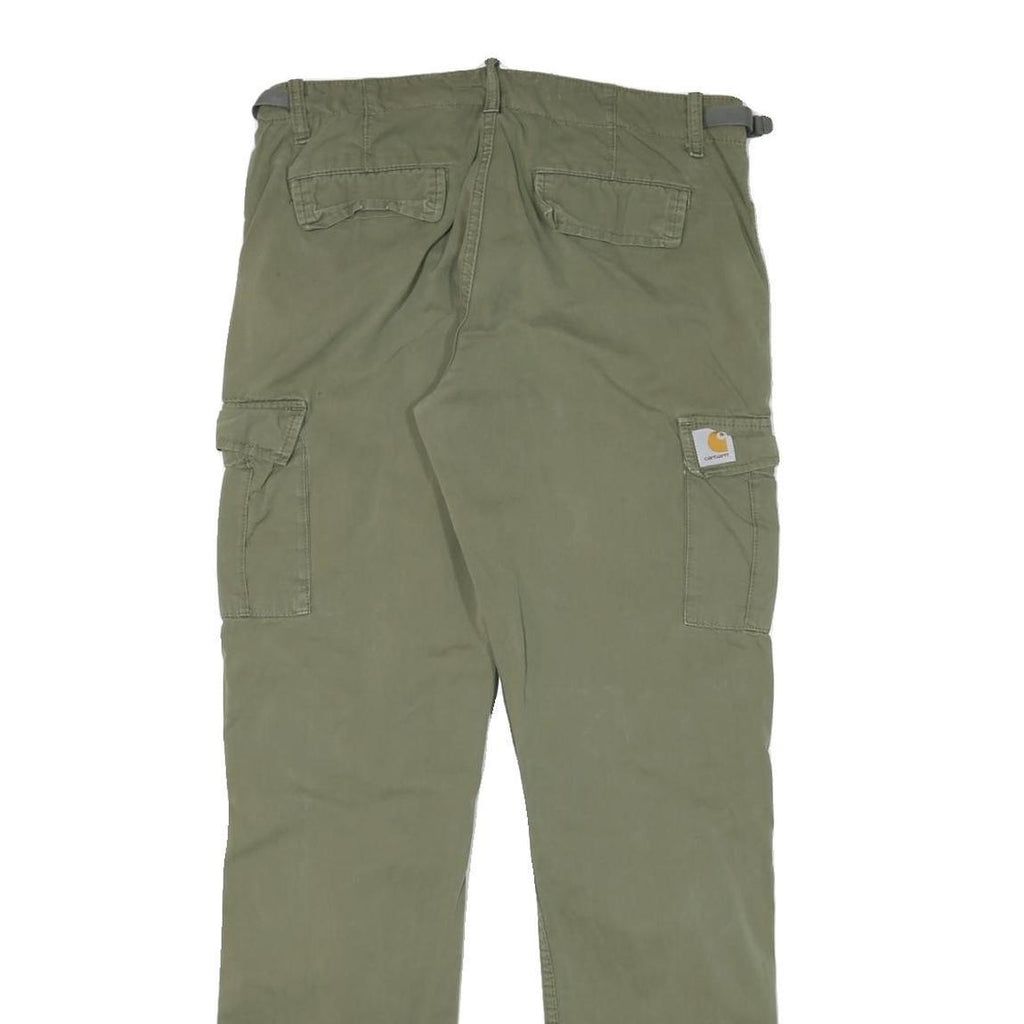 CARHARTT Mens Cotton Blend Green Regular Cargo Trousers W30 L32 Casual Workwear