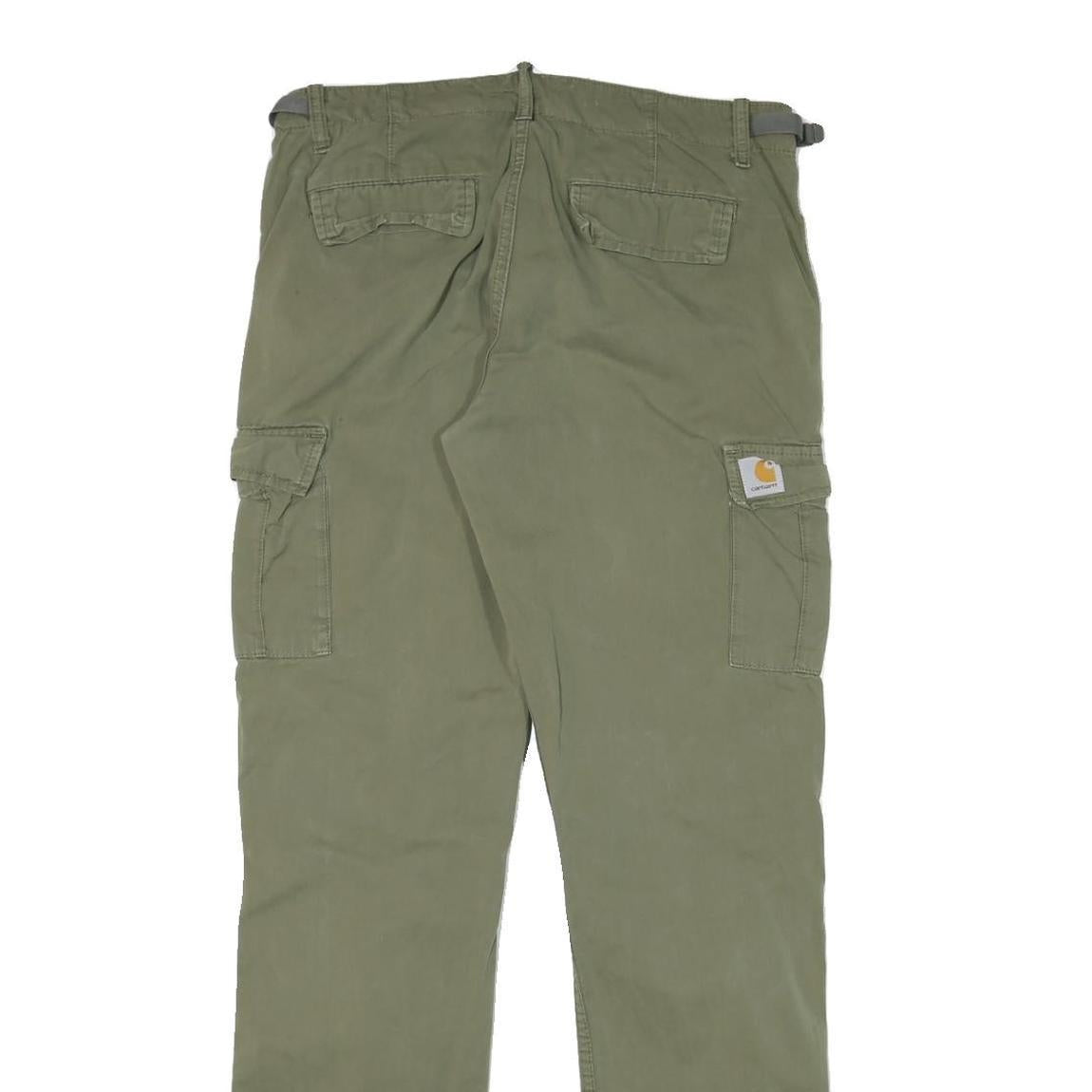 CARHARTT Mens Cotton Blend Green Regular Cargo Trousers W30 L32 Casual Workwear