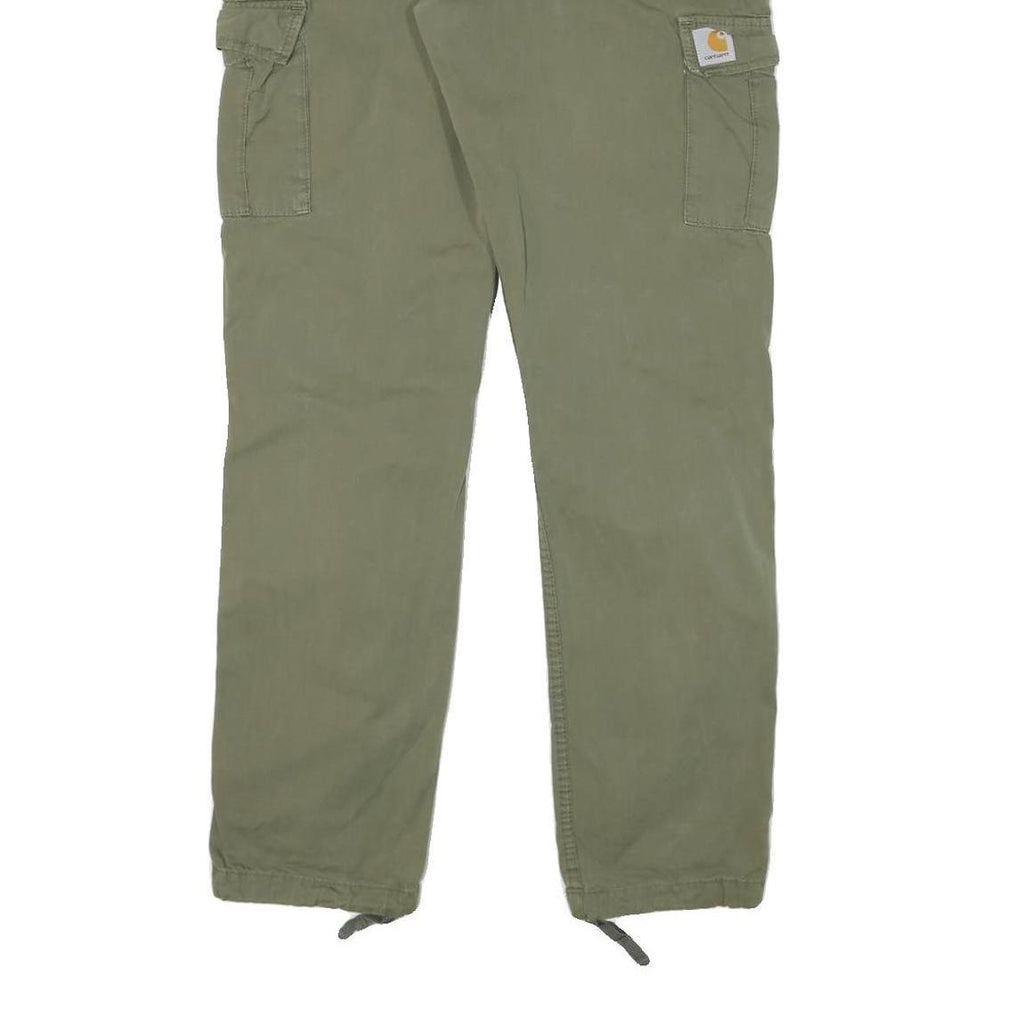 CARHARTT Mens Cotton Blend Green Regular Cargo Trousers W30 L32 Casual Workwear