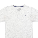 NAUTICA Boys White Heathered Cotton V-Neck T-Shirt XL Casual Summer Wear