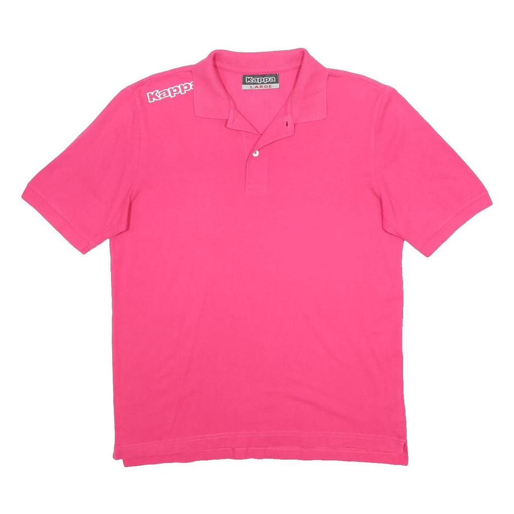 KAPPA Mens Pink Short Sleeve Logo Polo Shirt L Cotton Casual Sportswear