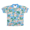 NAUTICA Mens Blue Cotton Blend Tropical Print Short Sleeve Polo Shirt L Casual