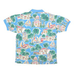NAUTICA Mens Blue Cotton Blend Tropical Print Short Sleeve Polo Shirt L Casual