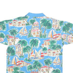 NAUTICA Mens Blue Cotton Blend Tropical Print Short Sleeve Polo Shirt L Casual