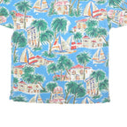 NAUTICA Mens Blue Cotton Blend Tropical Print Short Sleeve Polo Shirt L Casual