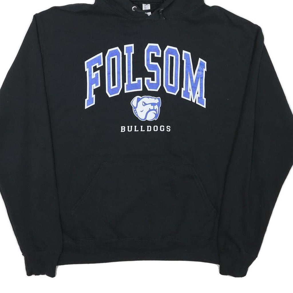 JERZEES Mens Black Folsom Bulldogs Pullover Hoodie M Cotton Blend Casual