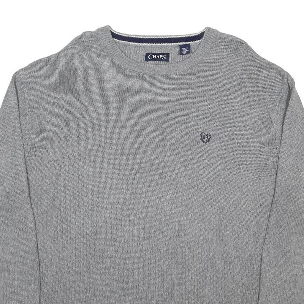 CHAPS Mens Grey Patterned Jumper Crew Neck Basic Knit 2XL Cotton Comfortable