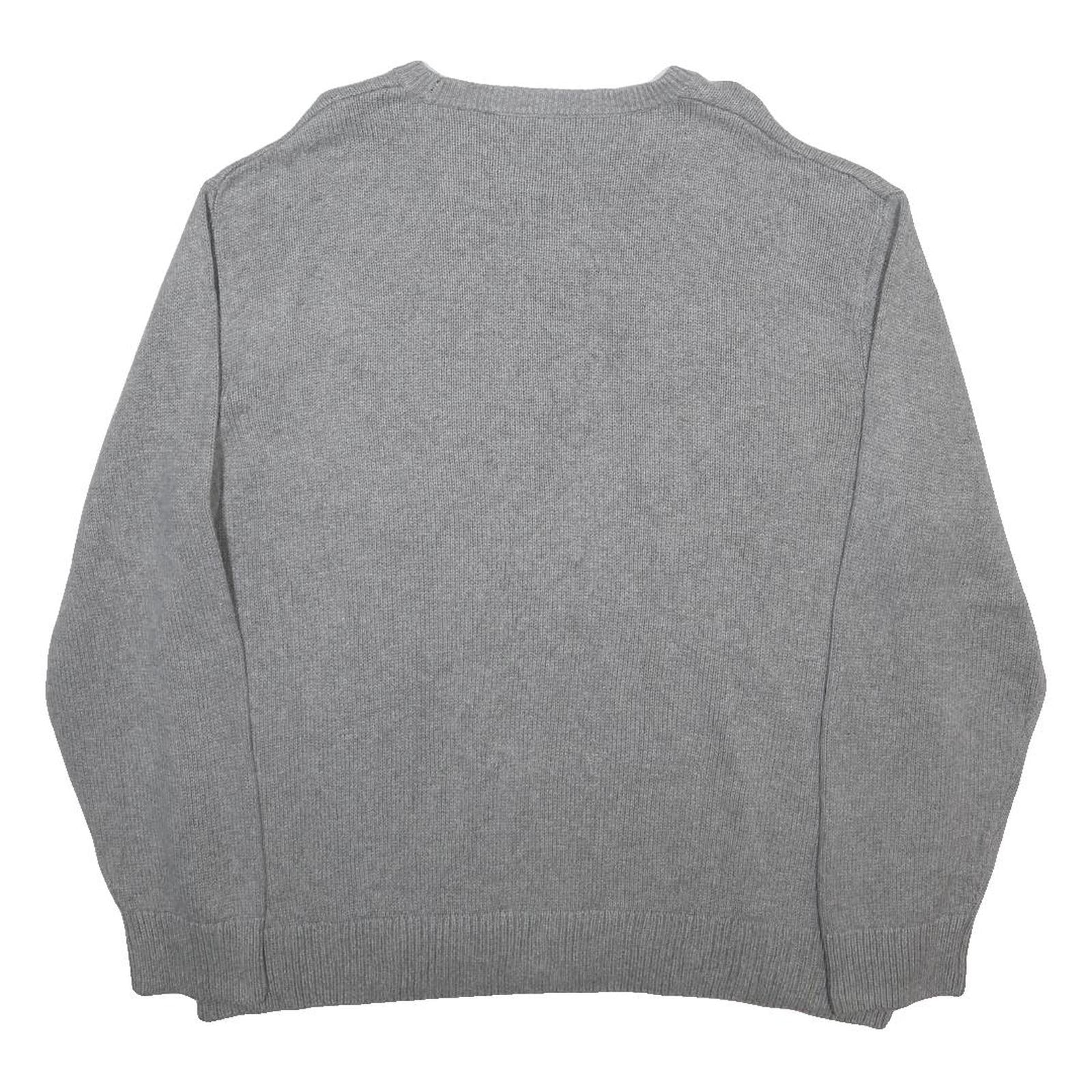 CHAPS Mens Grey Patterned Jumper Crew Neck Basic Knit 2XL Cotton Comfortable