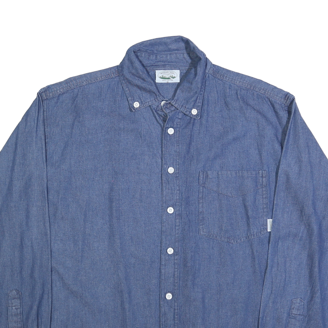 WOODLAND CREEK Mens Blue Cotton Shirt M Button-Down Collar Long Sleeve Casual