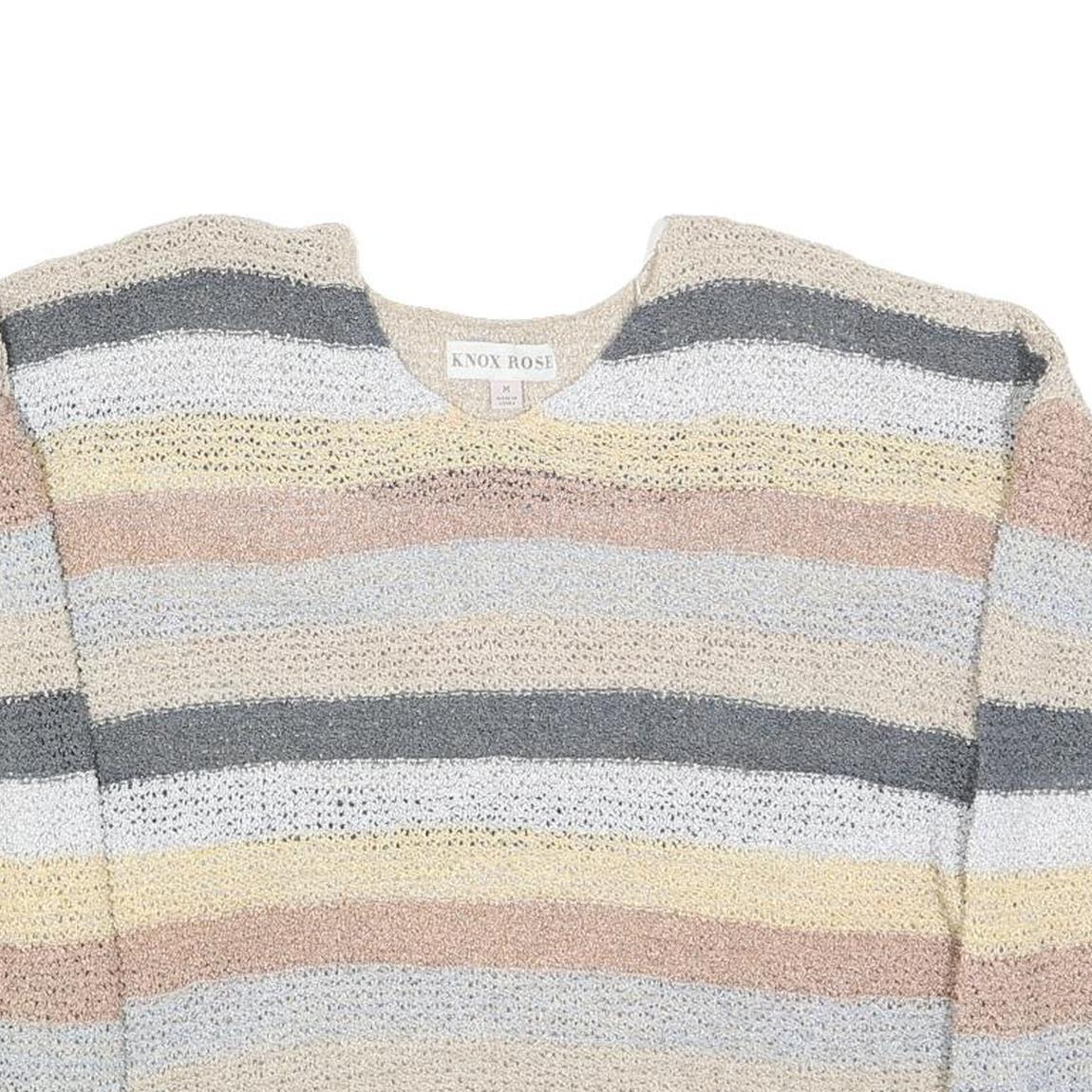 KNOX ROSE Womens Cream & Grey Patterned Jumper Crew Neck M Soft Knitwear