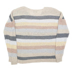 KNOX ROSE Womens Cream & Grey Patterned Jumper Crew Neck M Soft Knitwear