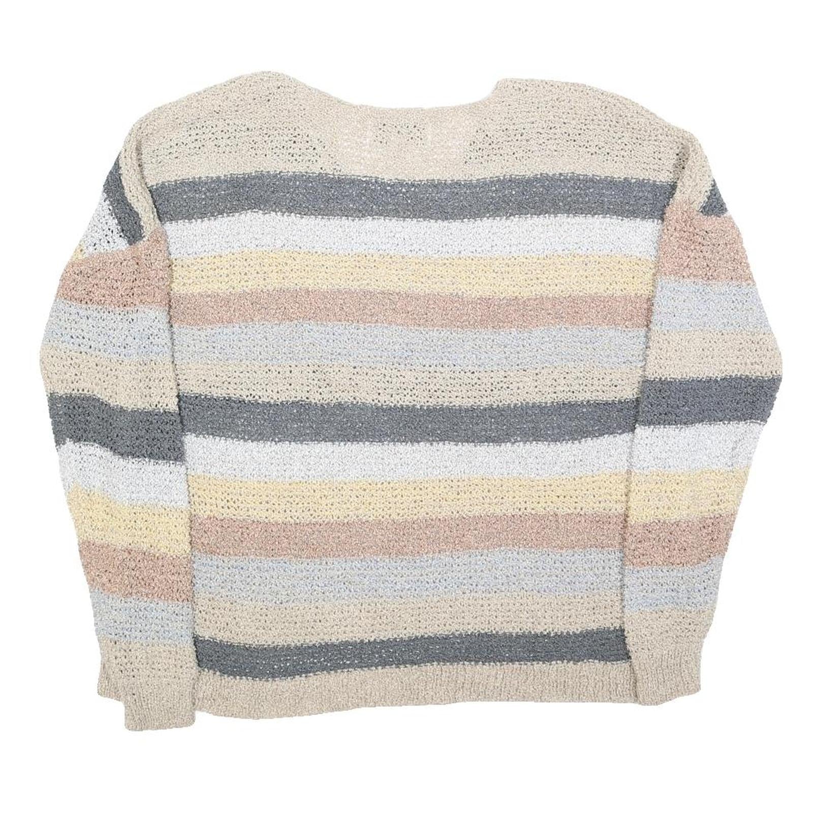 KNOX ROSE Womens Cream & Grey Patterned Jumper Crew Neck M Soft Knitwear