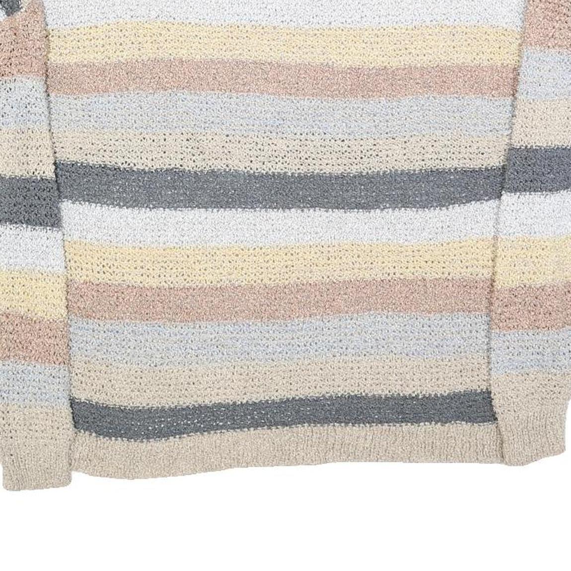 KNOX ROSE Womens Cream & Grey Patterned Jumper Crew Neck M Soft Knitwear