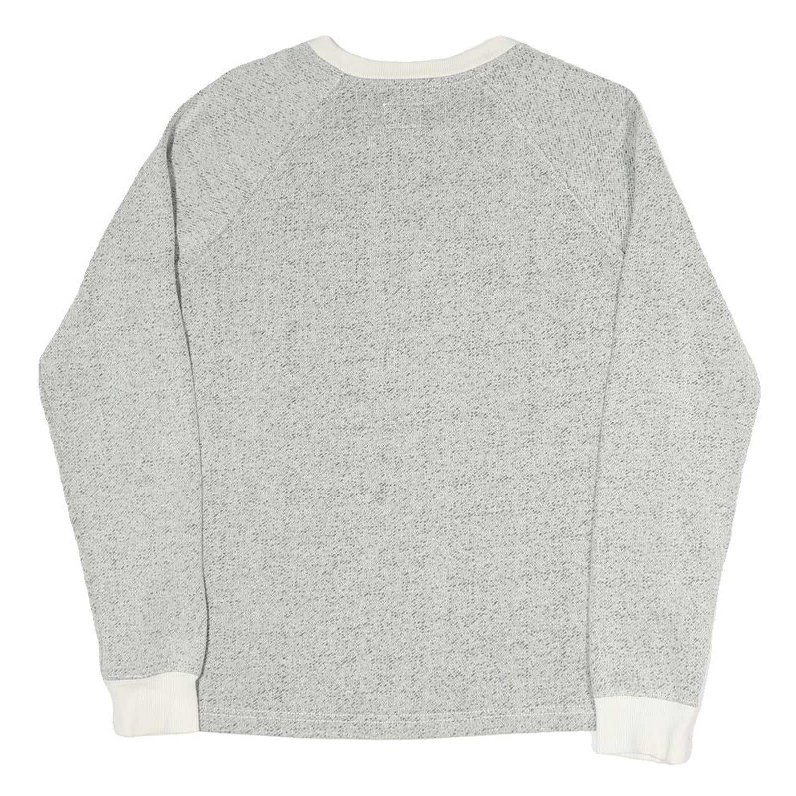 CONVERSE Womens Grey White Crew Neck Sweatshirt S Cotton Blend Lightweight