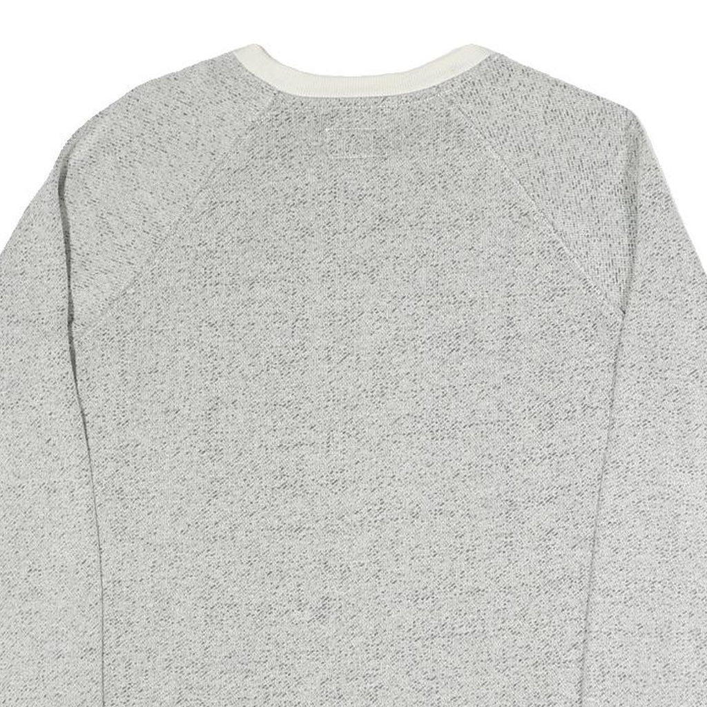 CONVERSE Womens Grey White Crew Neck Sweatshirt S Cotton Blend Lightweight