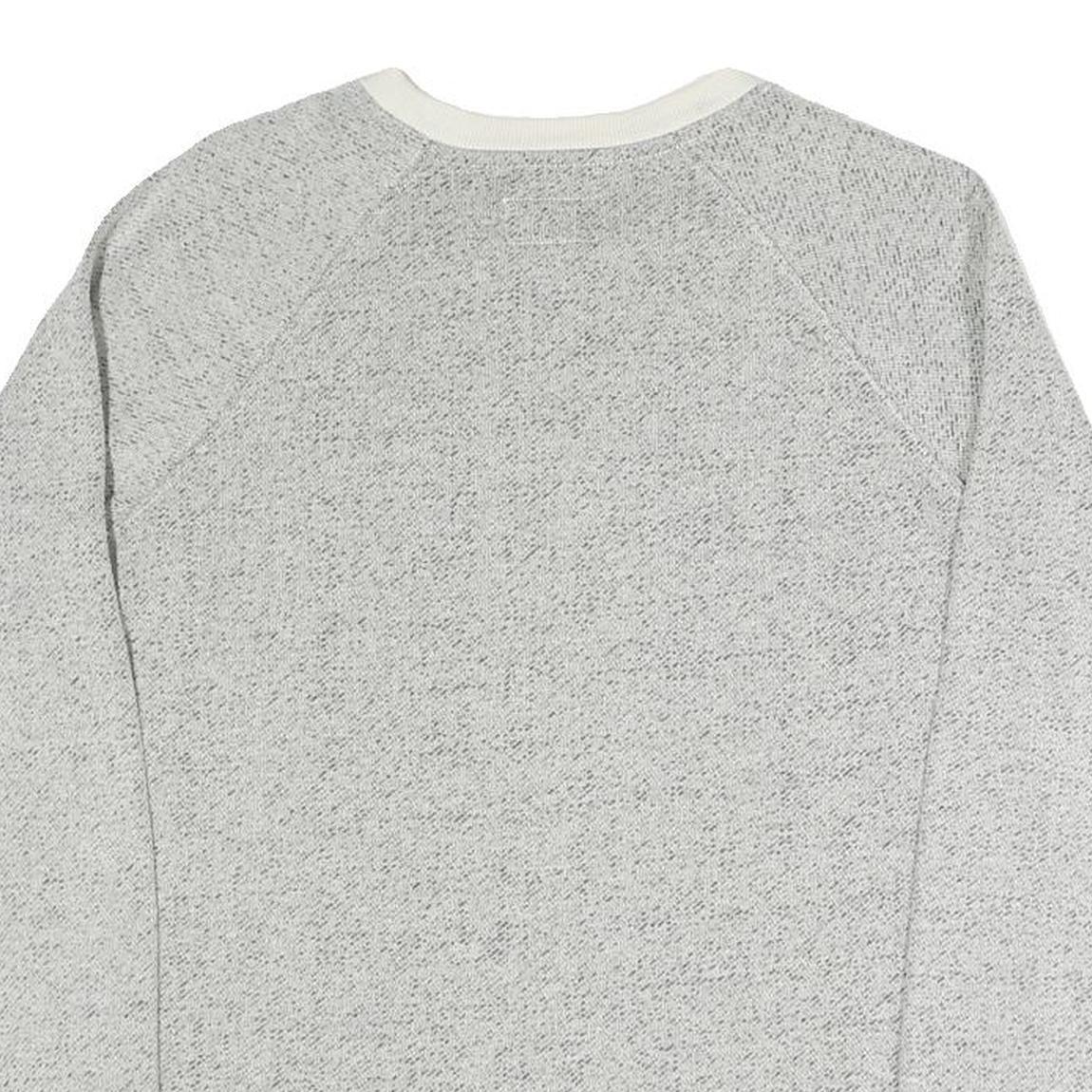 CONVERSE Womens Grey White Crew Neck Sweatshirt S Cotton Blend Lightweight