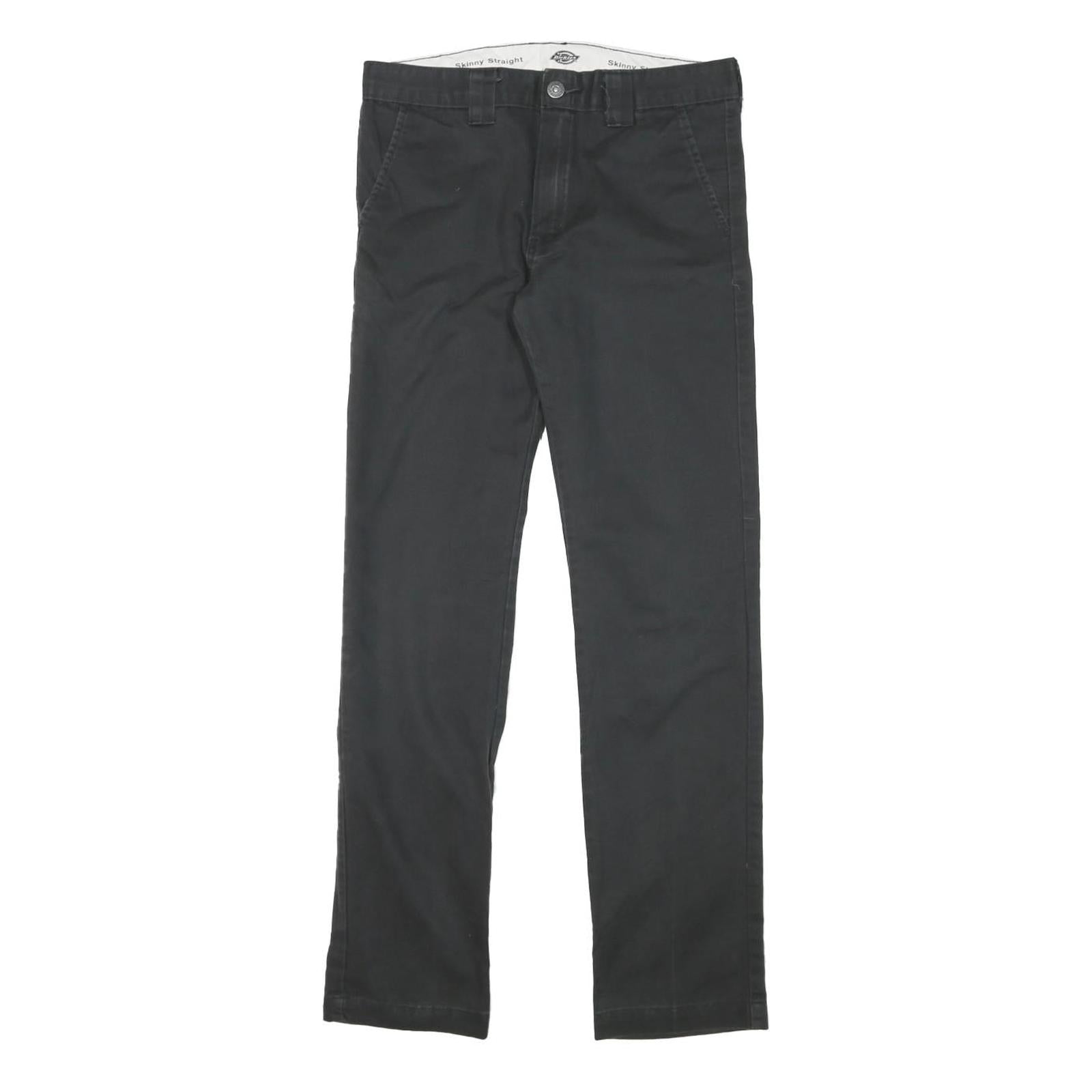 DICKIES Womens Cotton Blend Black Slim Straight Trousers W29 L29 Workwear Zip