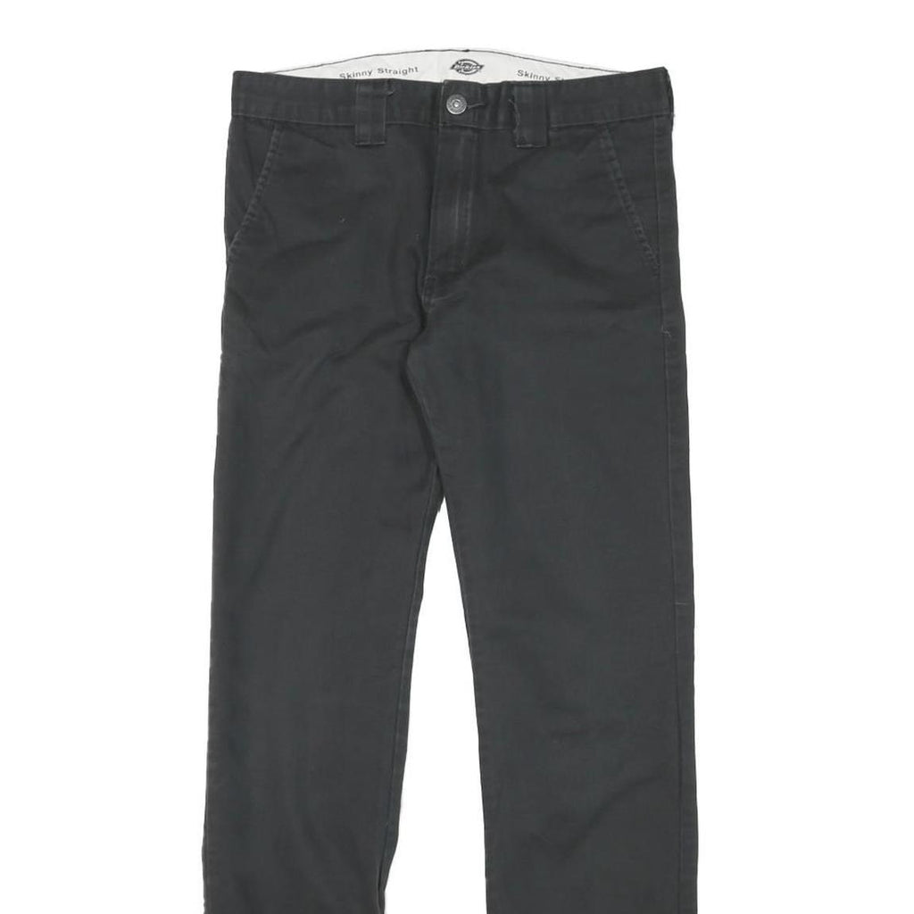DICKIES Womens Cotton Blend Black Slim Straight Trousers W29 L29 Workwear Zip