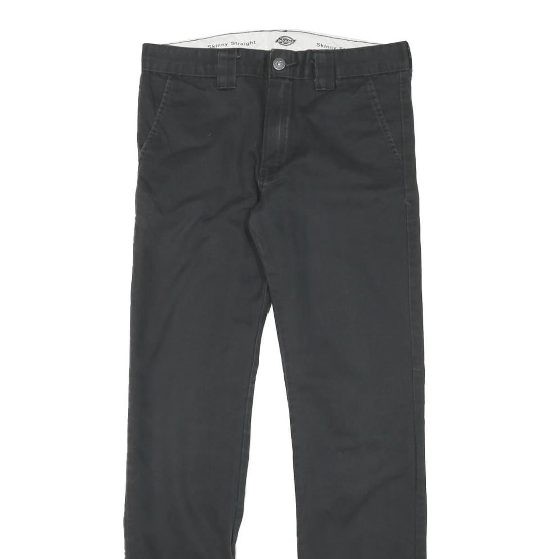 DICKIES Womens Cotton Blend Black Slim Straight Trousers W29 L29 Workwear Zip