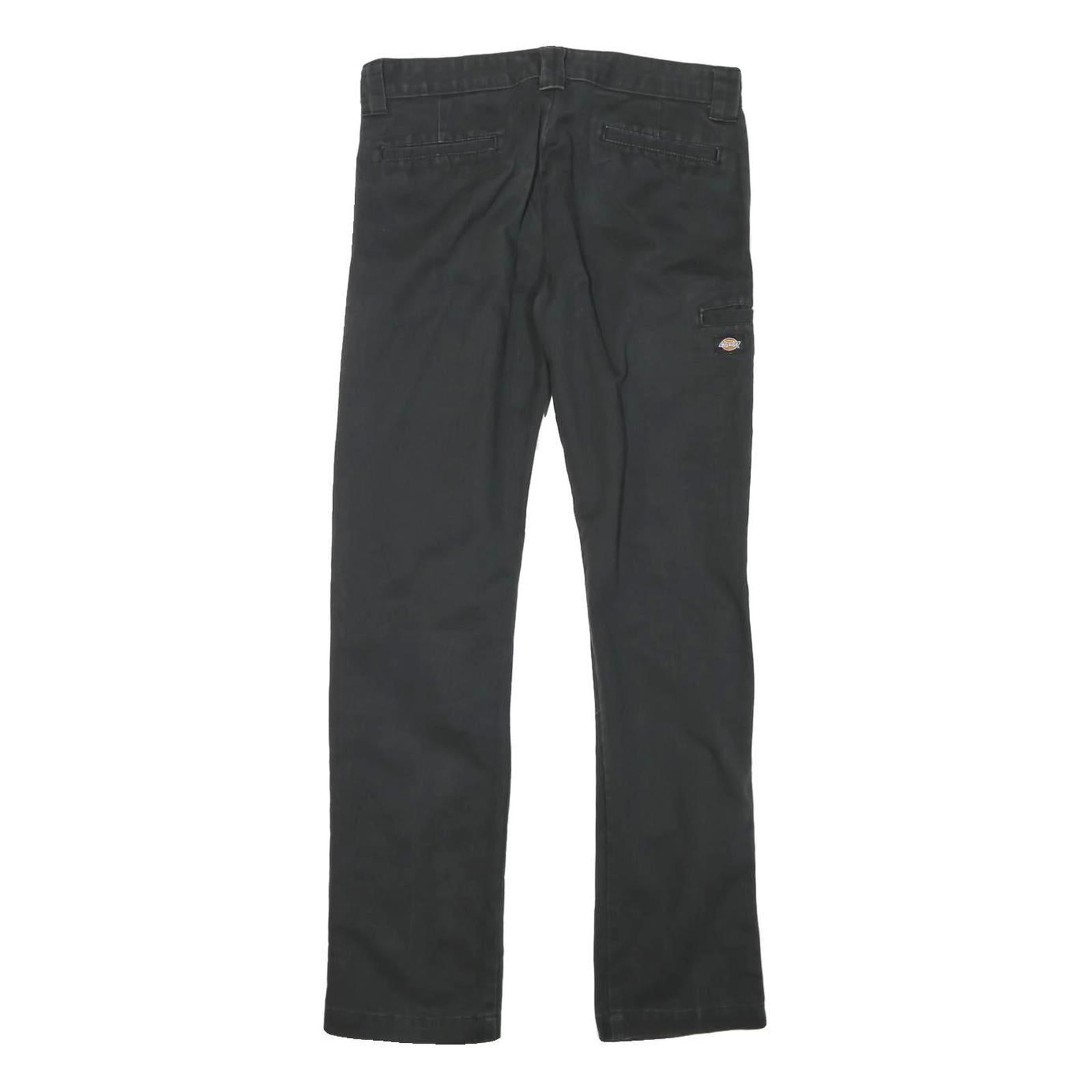 DICKIES Womens Cotton Blend Black Slim Straight Trousers W29 L29 Workwear Zip