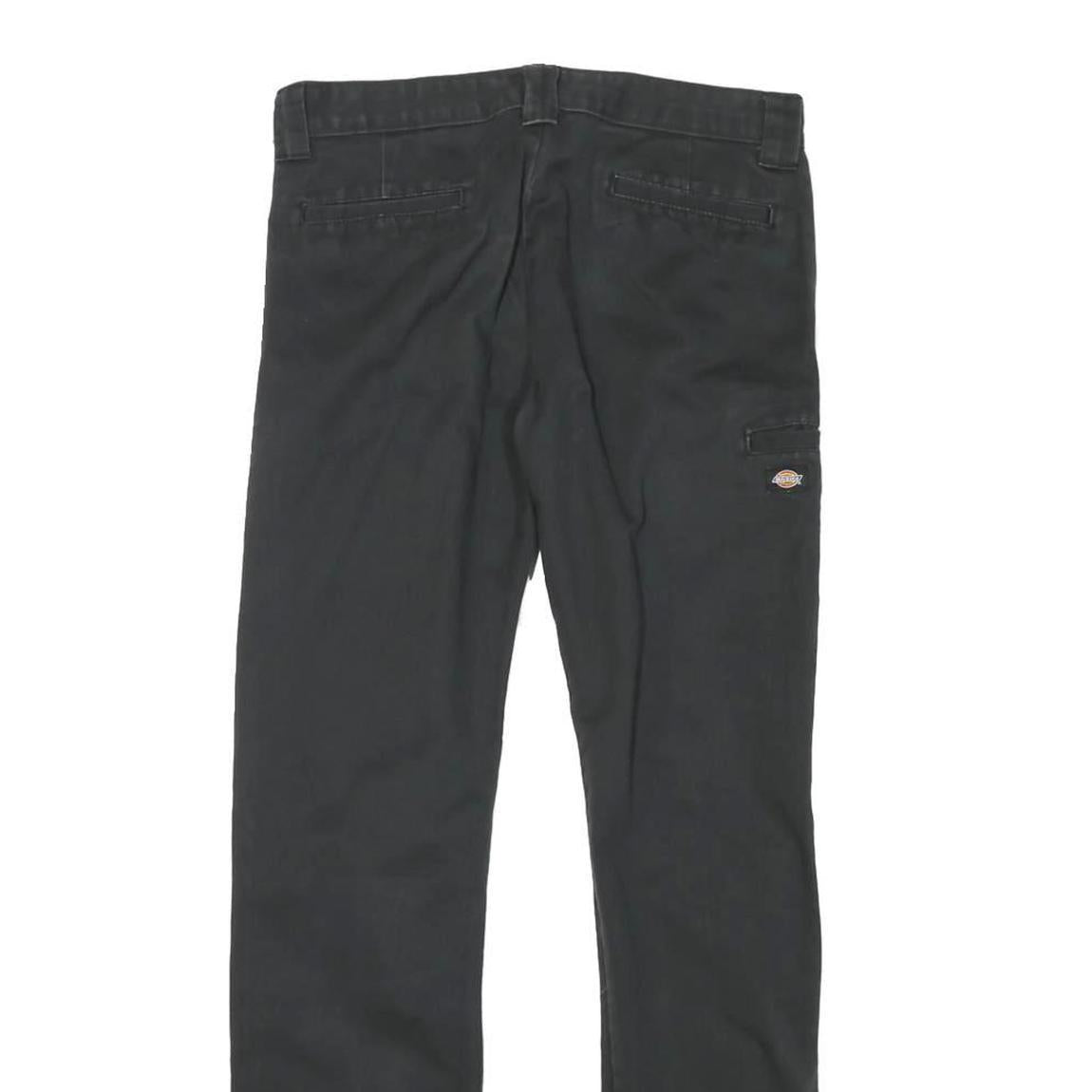 DICKIES Womens Cotton Blend Black Slim Straight Trousers W29 L29 Workwear Zip