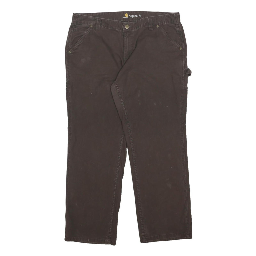 CARHARTT Womens Brown Regular Fit Straight Leg Trousers W36 L29 Cotton Blend