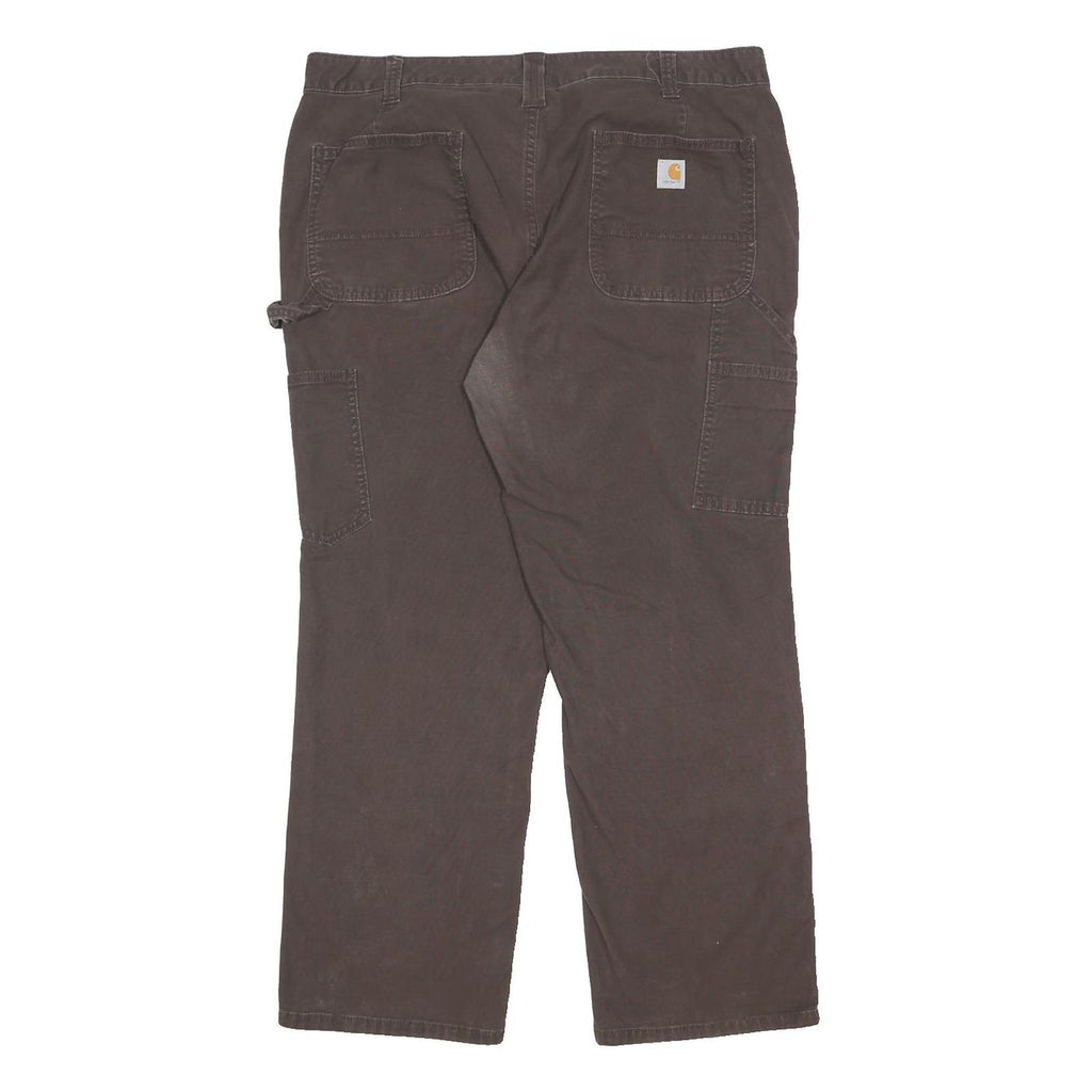 CARHARTT Womens Brown Regular Fit Straight Leg Trousers W36 L29 Cotton Blend
