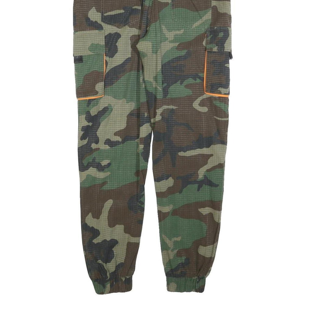Mens Polyester Blend Camouflage Slim Cargo Trousers W30 L32 Orange Belt