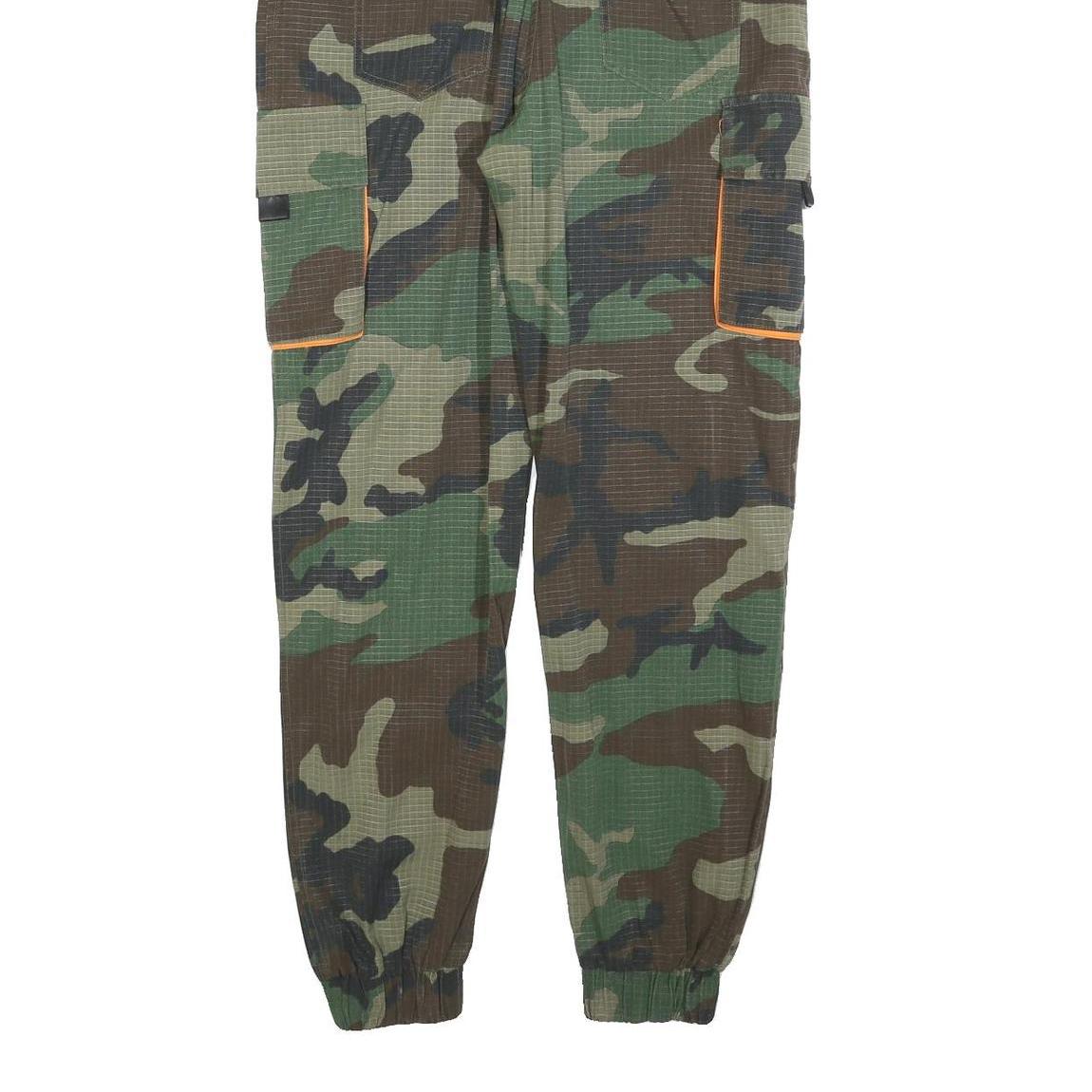 Mens Polyester Blend Camouflage Slim Cargo Trousers W30 L32 Orange Belt