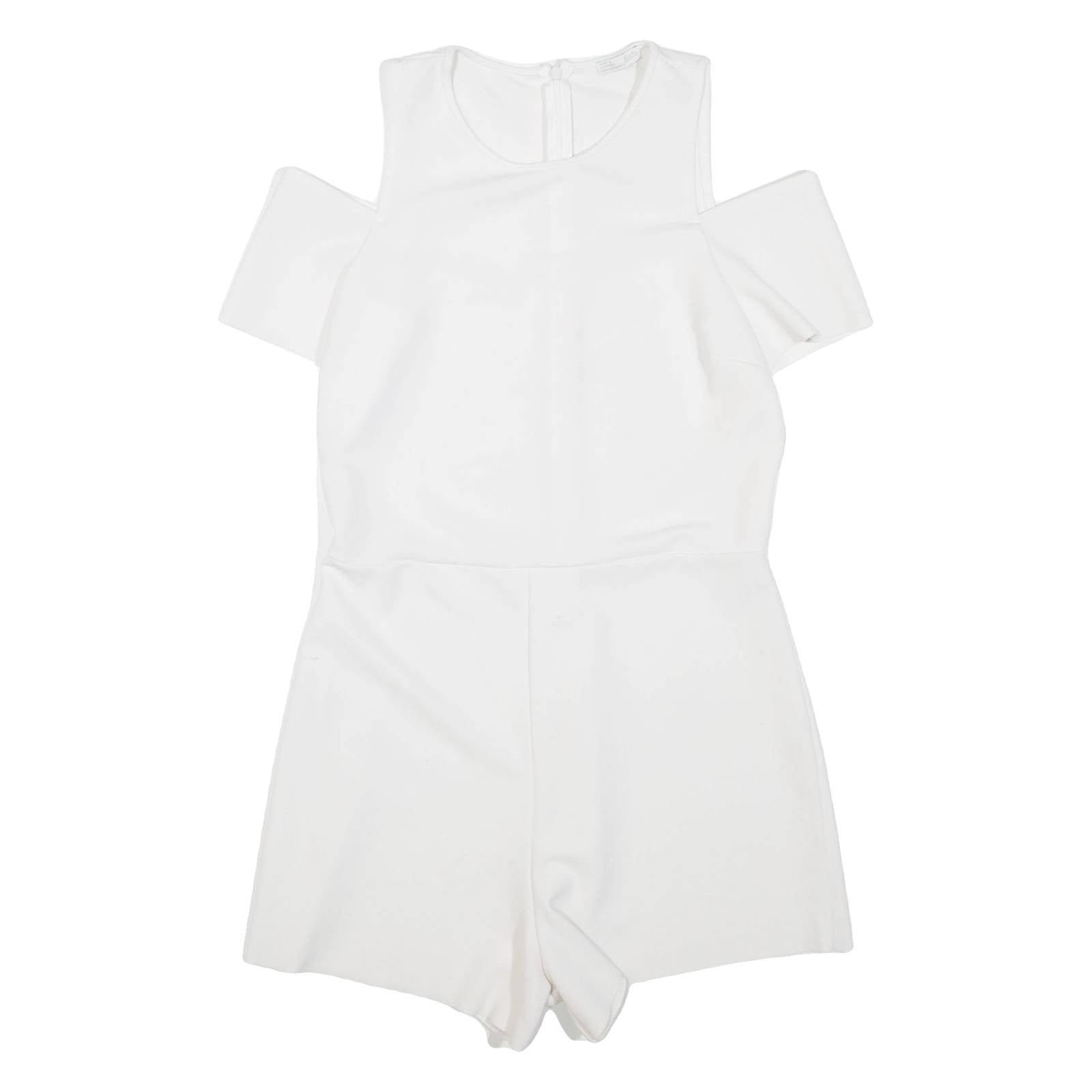 ZARA Womens Playsuit White Wide-Leg Viscose S