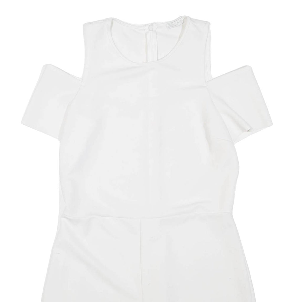 ZARA Womens Playsuit White Wide-Leg Viscose S