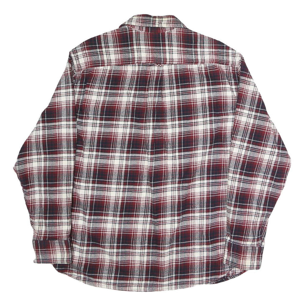 JACHS Mens Red & White Checked Shirt XL Casual Cotton Blend Long Sleeve