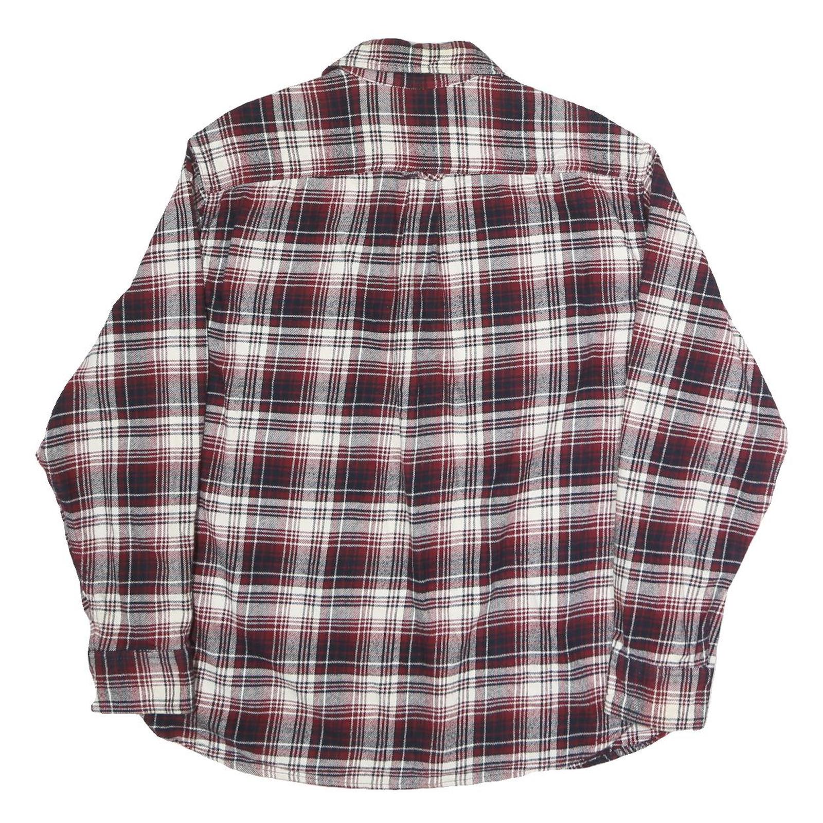 JACHS Mens Red & White Checked Shirt XL Casual Cotton Blend Long Sleeve