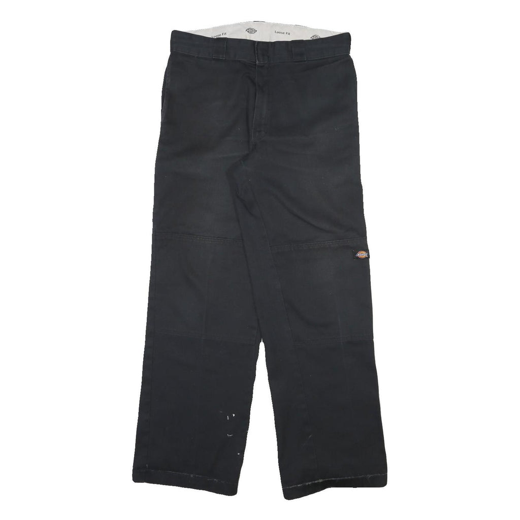 DICKIES Mens Black Cotton Blend Regular Fit Straight Leg Trousers W32 L32