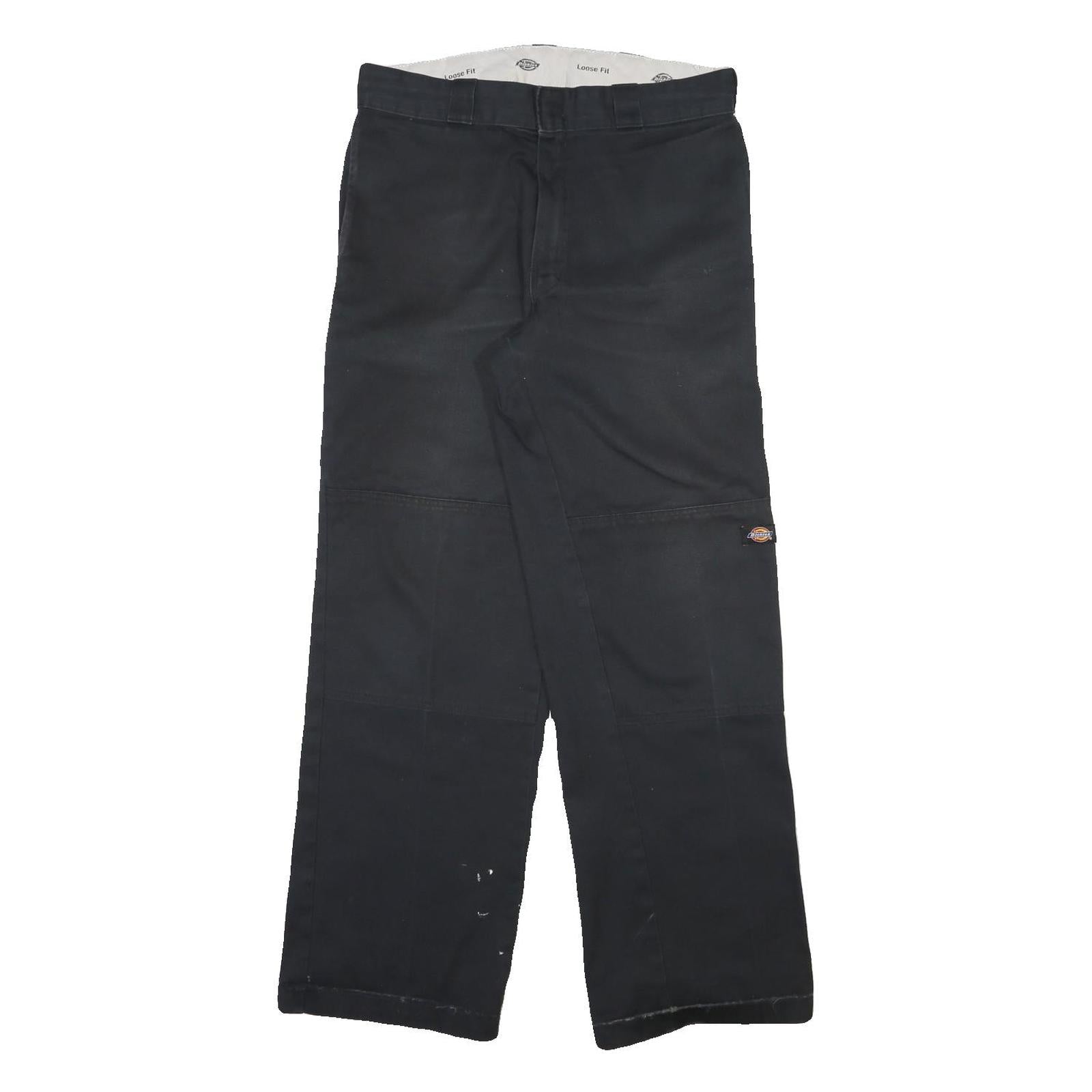 DICKIES Mens Black Cotton Blend Regular Fit Straight Leg Trousers W32 L32