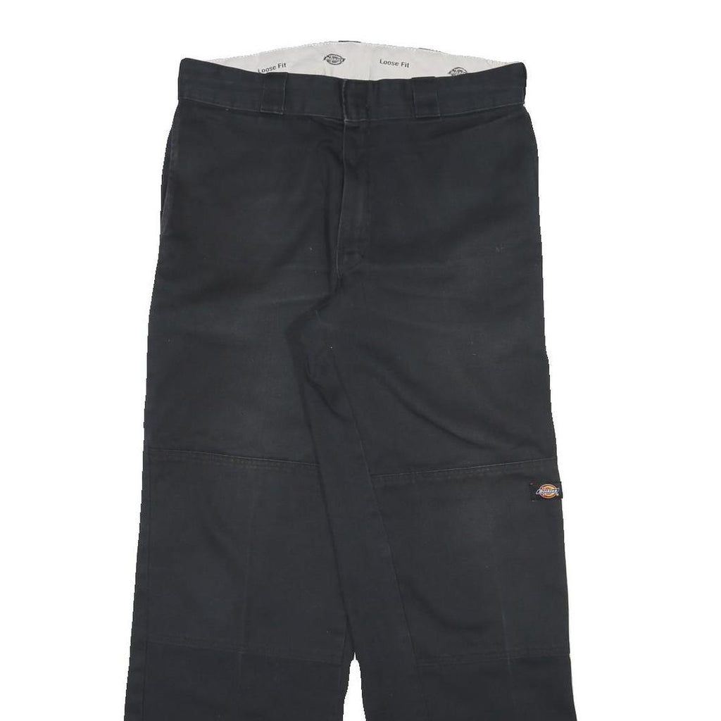 DICKIES Mens Black Cotton Blend Regular Fit Straight Leg Trousers W32 L32