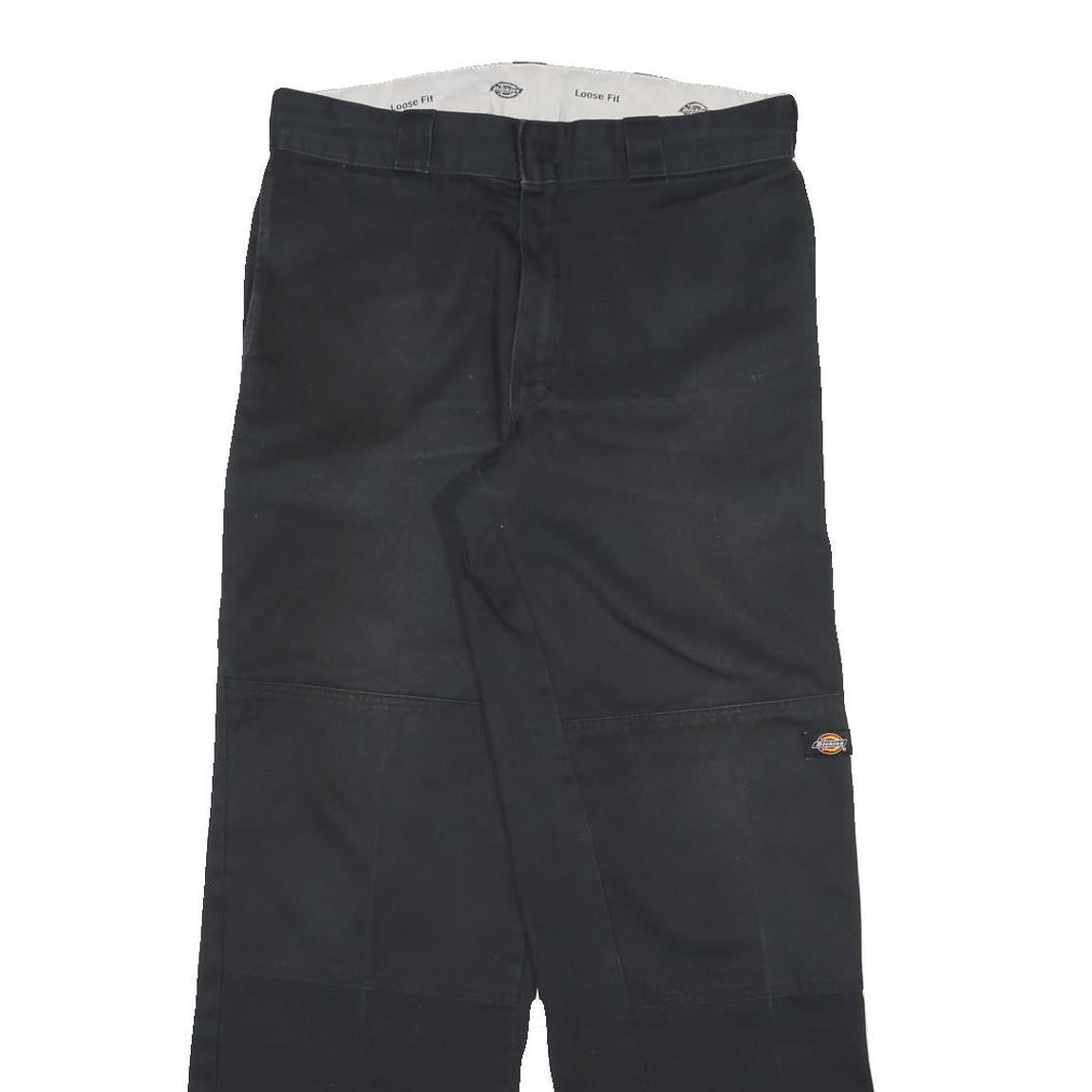 DICKIES Mens Black Cotton Blend Regular Fit Straight Leg Trousers W32 L32