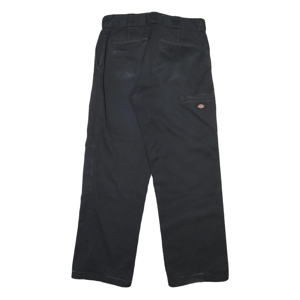 DICKIES Mens Black Cotton Blend Regular Fit Straight Leg Trousers W32 L32
