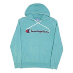 CHAMPION Mens Blue Hoodie S Cotton Blend Pullover Casual Sportswear